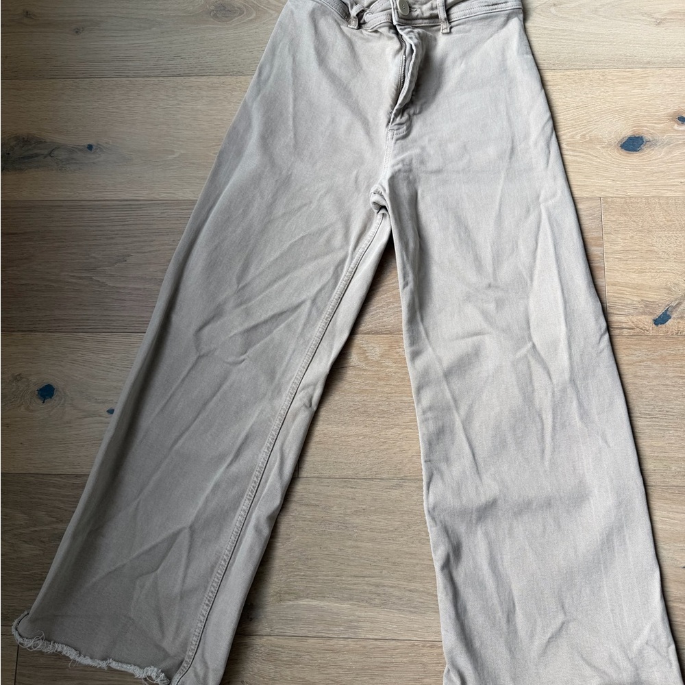 Zara High-Waisted Cropped Flare Jeans | Tan | US 8 - Picture 3 of 7